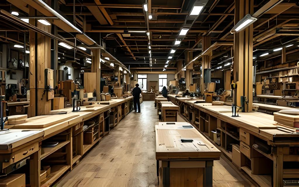 Langer Werkstattraum mit Werkbänken und präzisen Holzarbeiten in Zürich